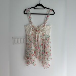 Vintage Victorias Secret Gold Label Floral Lace Babydoll Slip Dress Women’s L